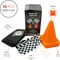 4E's Novelty Race Car Birthday Party Supplies - 38 Pc Set with Race Track Runner, 12 Traffic Cones, 24 Race Flags, Tape